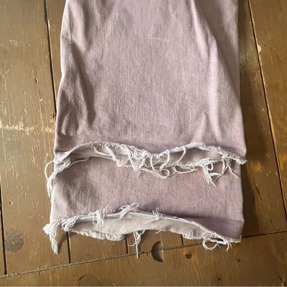 Zara Womens Y2K Wide Leg Jeans Pastel Pink High rise Flare Boho Raw Hem - Picture 7 of 9